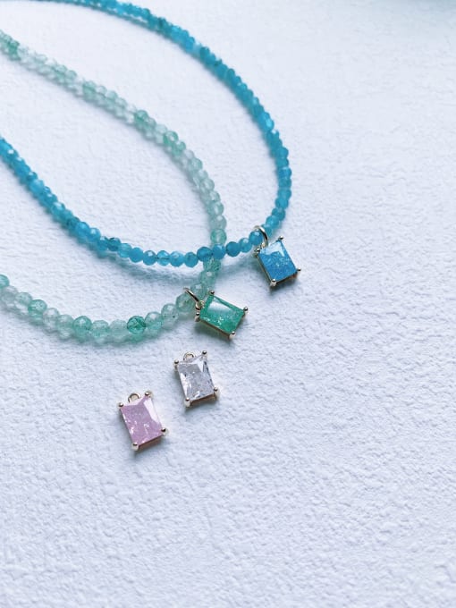 Scarlet White N-DIY-0027 Natural Gemstone Crystal Bead Chain Multi Color Geometric Pendant Handmade Beaded Necklace 4