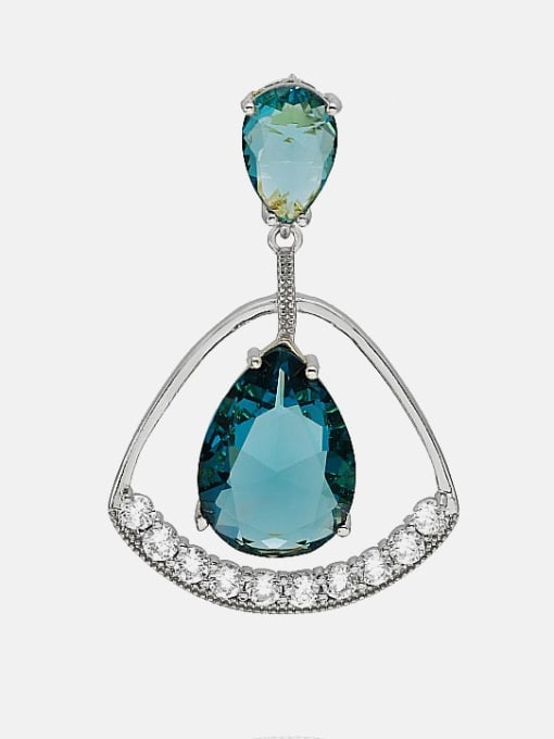 Platinum blue Brass Glass Stone Geometric Minimalist Drop Earring