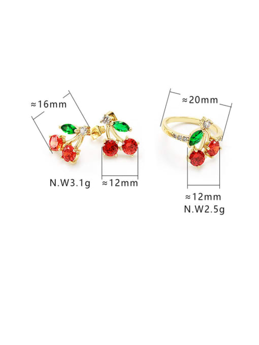XYZ Brass Cubic Zirconia Friut Cherry Cute Stud Earring 2