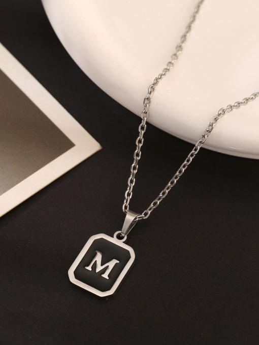 M Stainless steel Geometric Initials Necklace