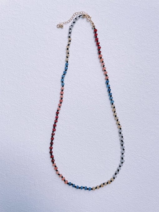 Picture Color 3 N-STLN-0001 Natural  Gemstone Crystal  Multi Color  Bead Chain Minimalist Handmade Beaded Necklace