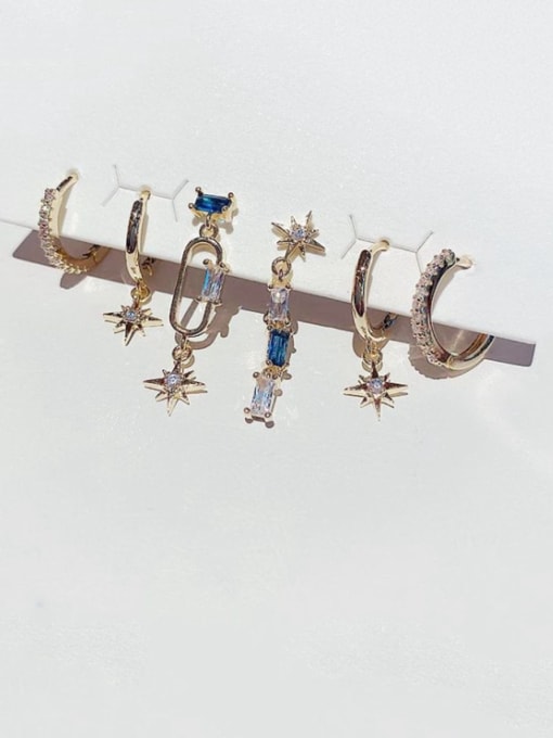 Ming Brass Cubic Zirconia Star Minimalist Huggie Earring 0
