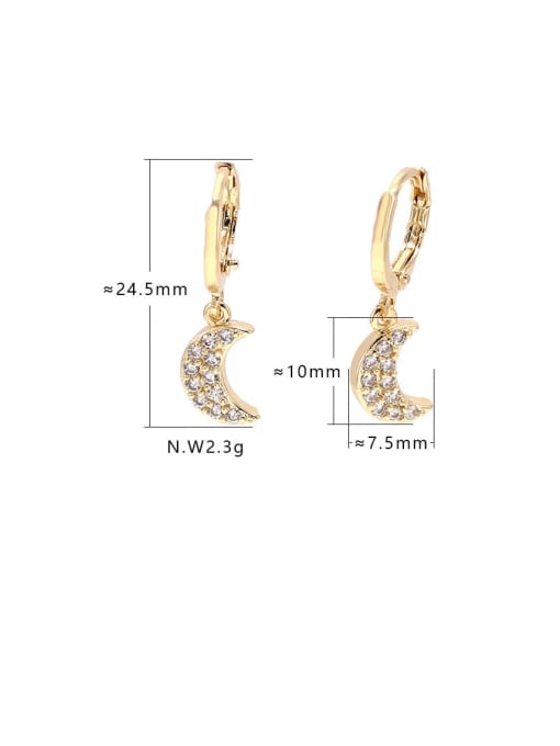 XYZ Brass Cubic Zirconia Moon Ethnic Huggie Earring 1