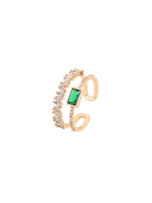 LM Brass Cubic Zirconia Green Stone Trend Ring 0