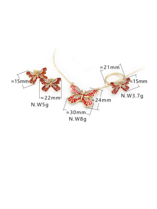 XYZ Brass Cubic Zirconia Enamel Butterfly Cute Stud Earring 4