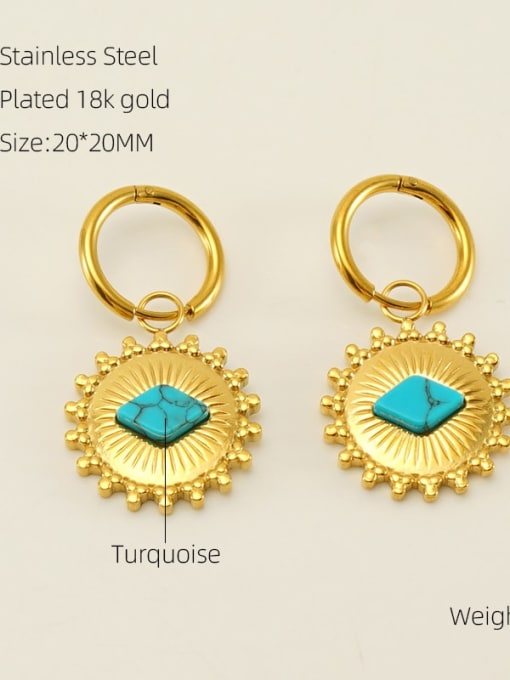 ZX995 Turquoise Gold Earrings Stainless steel Earring with 2 colors