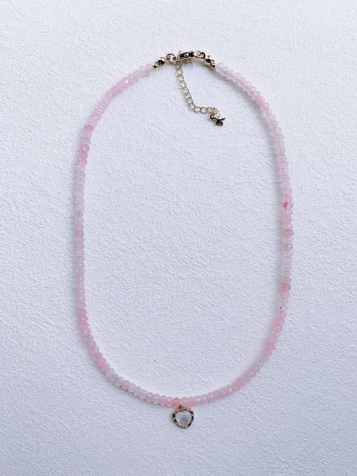 Scarlet White N-DIY-006  Natural Gemstone Crystal   Chain Heart  Pendnat Minimalist  handmade  Beaded Necklace 4