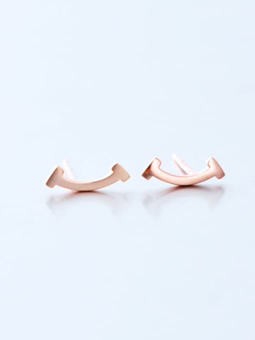 Rose Gold Plated 925 Sterling Silver Minimalist Smile Ear Climber Earring