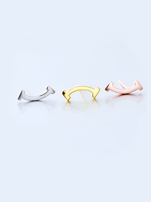 LM 925 Sterling Silver Minimalist Smile Ear Climber Earring 0