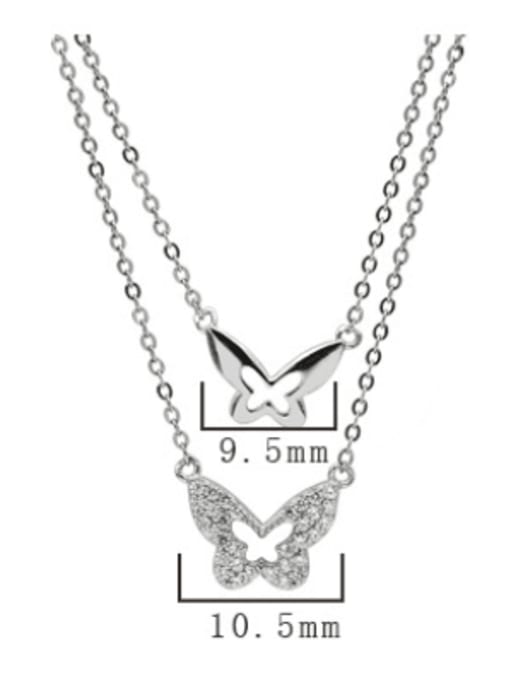 LM 925 Sterling Silver Rhinestone White Butterfly Classic Multi Strand Necklace 2