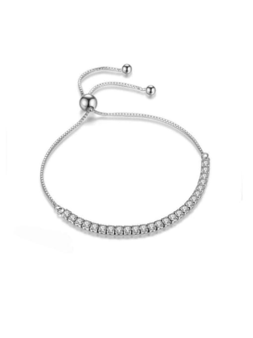 White diamond: 4.6 grams 925 Sterling Silver Cubic Zirconia Geometric Dainty Adjustable Bracelet