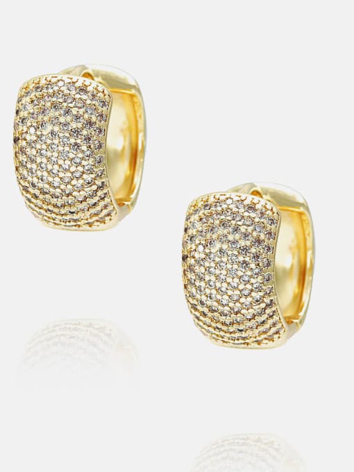 Gold zircon Brass Cubic Zirconia Geometric Vintage Huggie Earring