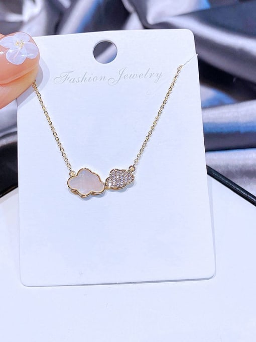 Gold plating Brass Cubic Zirconia Shell Cloud Minimalist Necklace