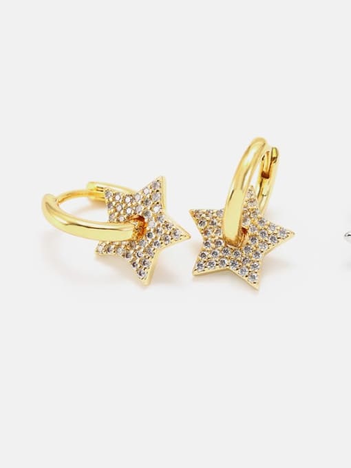 XYZ Brass Cubic Zirconia Star Minimalist Huggie Earring 0