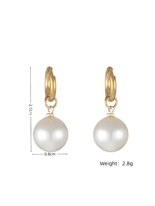 LM Stainless steel Imitation Pearl Geometric Minimalist Huggie Earring 4