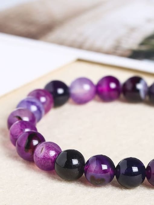 Purple Stripe Natural Stone Minimalist Handmade Beaded Bracelet