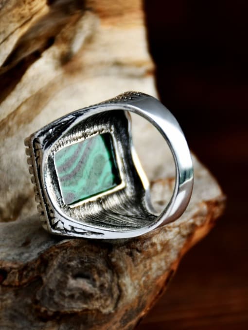 LM Alloy Turquoise Geometric Vintage Band Ring 2
