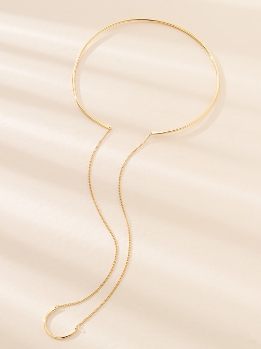 A3789 Brass Tassel Minimalist Choker Necklace