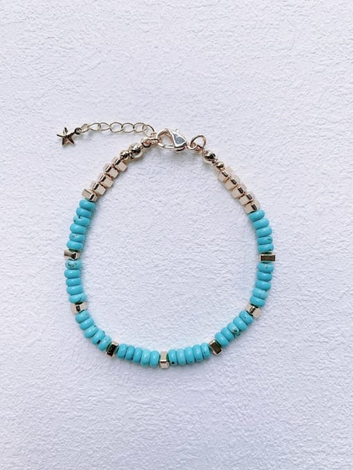 blue Brass Natural Stone Multi Color Handmade Beaded Bracelet