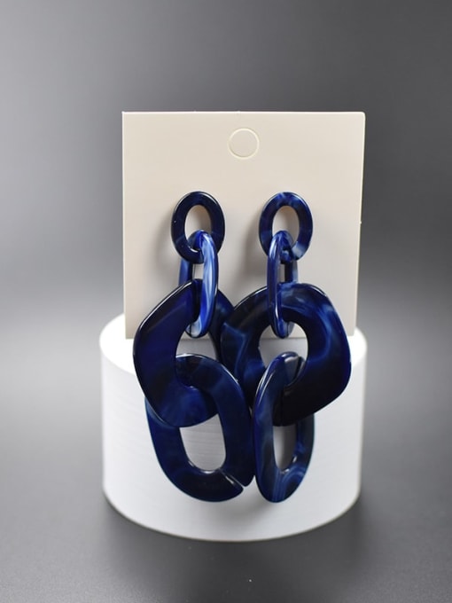 Mixed dual color blue Zinc Alloy Acrylic Geometric Minimalist Drop Earring