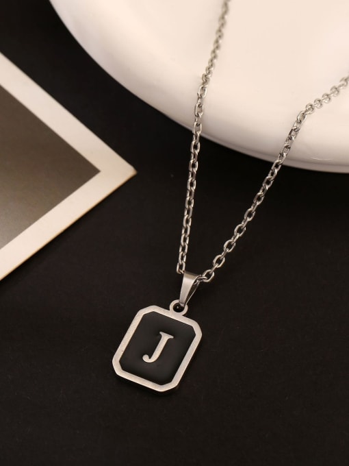 J Stainless steel Geometric Initials Necklace
