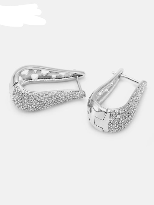 XYZ Brass Cubic Zirconia Geometric Minimalist Huggie Earring 2
