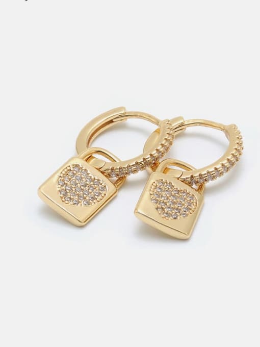 XYZ Brass Cubic Zirconia Locket Heart Minimalist Huggie Earring 1