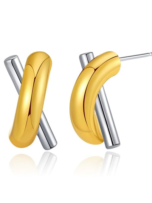 KE0699 Brass Gold and silver trend 2023 tricolor Earring