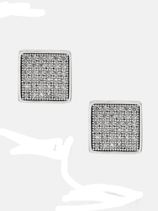 XYZ Brass Cubic Zirconia Geometric Minimalist Stud Earring 1