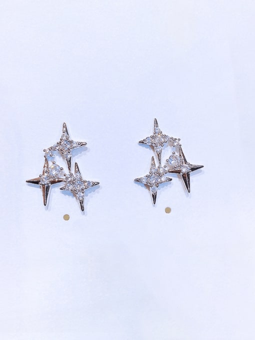 Ming Brass Cubic Zirconia Star Minimalist Stud Earring 0
