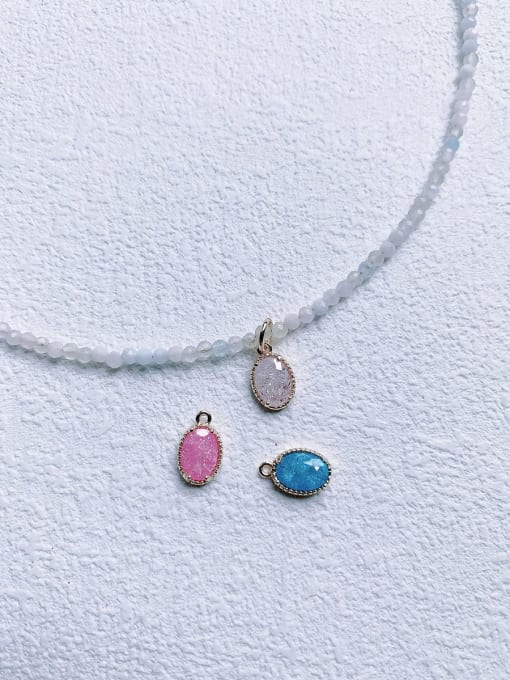 Scarlet White N-DIY-0015 Gemstone Crystal Chain Water Drop Pendant  Minimalist handmade Beaded Necklace 0