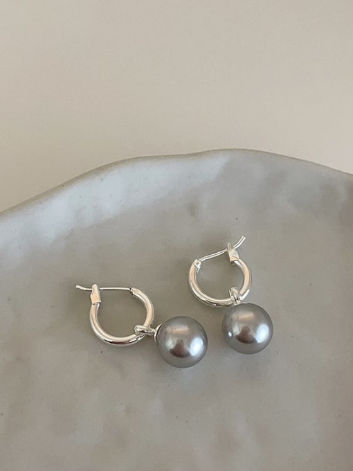 Grey pearl Alloy Imitation Pearl Geometric Dainty Drop Earring