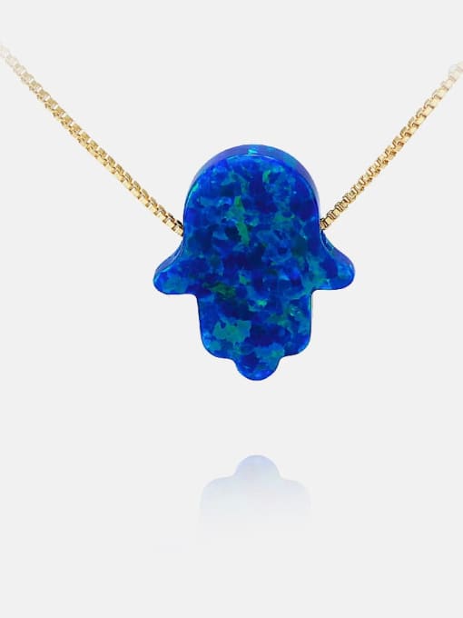 Golden Blue Brass Opal Irregular Minimalist Necklace