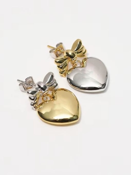 LM Brass Heart gold and silver color drop Earring 2
