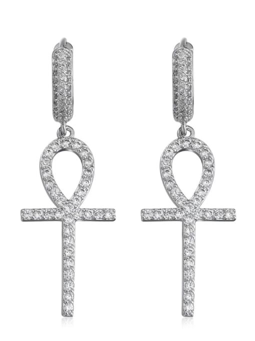 silvery Brass Trend Cluster Earring
