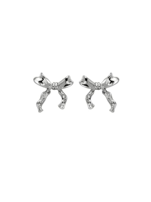 platinum Earrings RE310508 Alloy Bowknot Minimalist Stud Earring