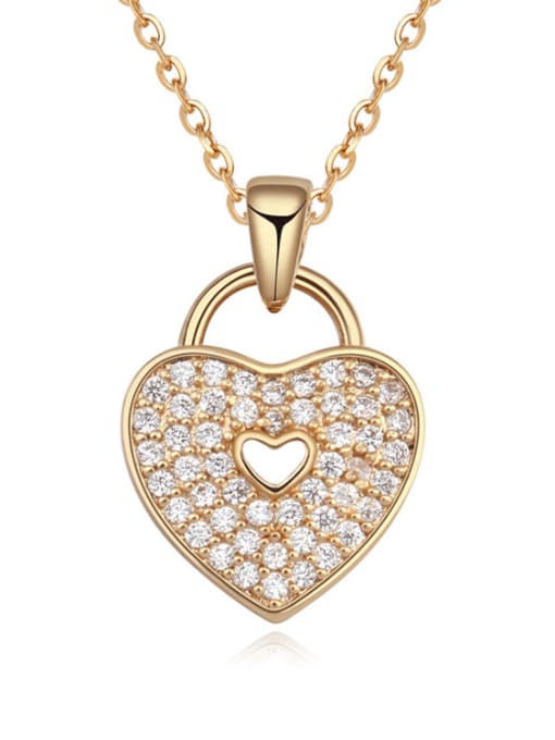 LM Copper Cubic Zirconia White Heart Trend Necklace 0