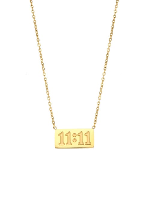 golden Color Stainless steel Rectangle Minimalist Number Necklace