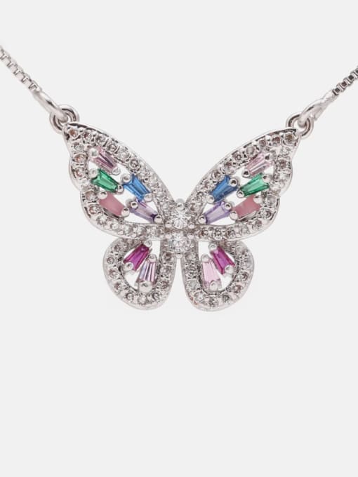 LM Brass Cubic Zirconia Butterfly Dainty Necklace 2
