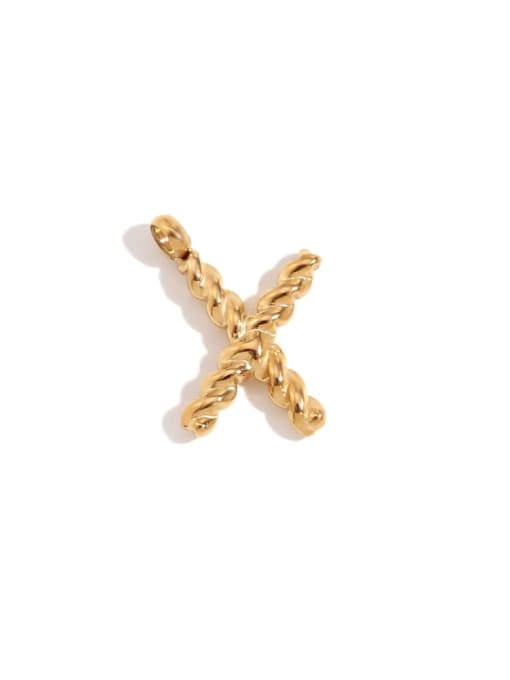 Twists Letter Pendant Gold X Stainless steel 18K Gold Plated Letter Charm