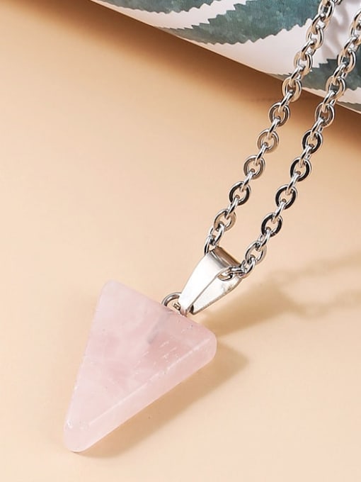 Natural powder crystal Multicolor Natural Stone +triangle Shape Geometric Artisan Necklace