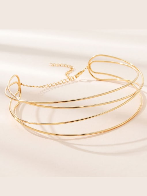 A3992 Brass Choker Necklace with gold color