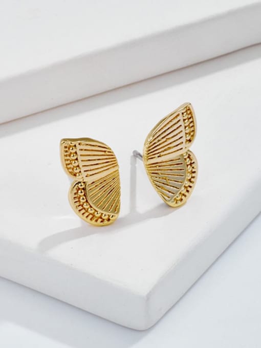18K gold plated Brass Butterfly wing Stud Earring