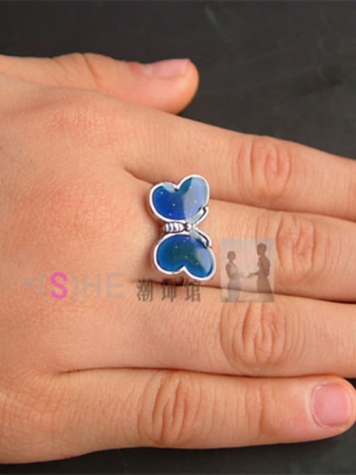 Round Butterfly Peach Heart Butterfly Alloy Icon Cute Band Ring