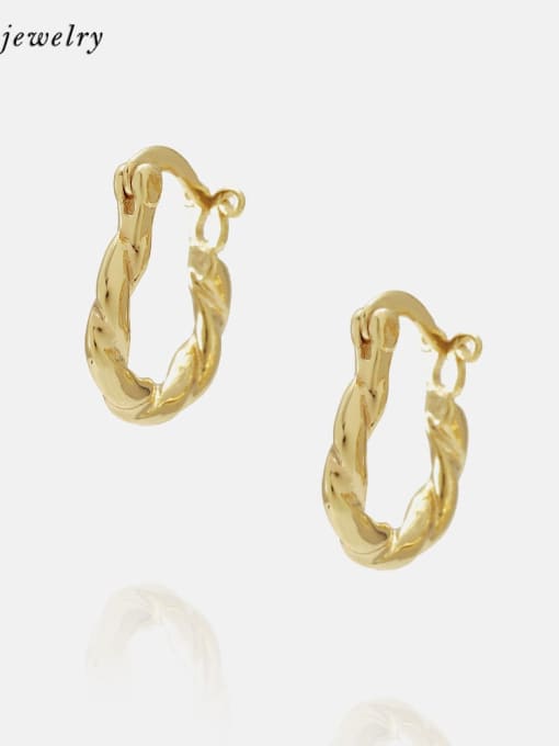 Golden smooth Brass Cubic Zirconia Geometric Vintage Drop Earring