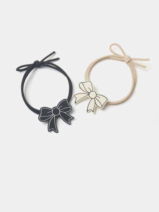 White Bow Elastic rope Cute Bowknot Alloy Hair Rope
