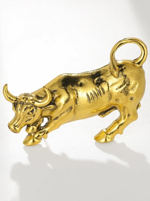 Ancient Gold Buffalo Alloy Animal Vintage Brooch
