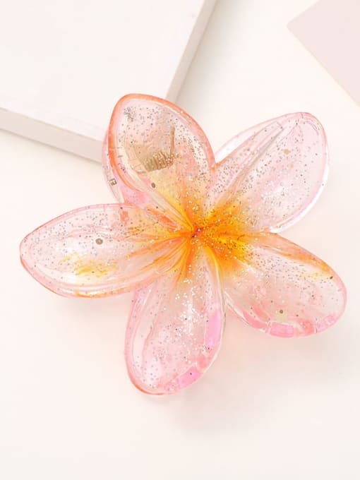 Transparent Pink Acrylic Hair Barrette flower within 8 colors