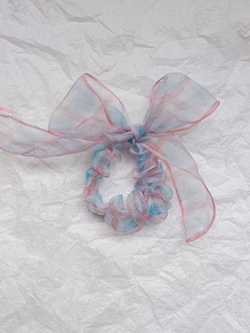Blue Plaid pink bow Yarn Minimalist Bowknot Hair Barrette