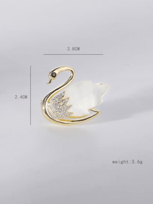 XIXI Brass Shell Swan Trend Brooch 2